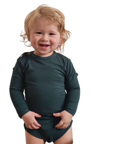 Dětské body s dlouhým rukávem - lahvově zelené - velikost 62