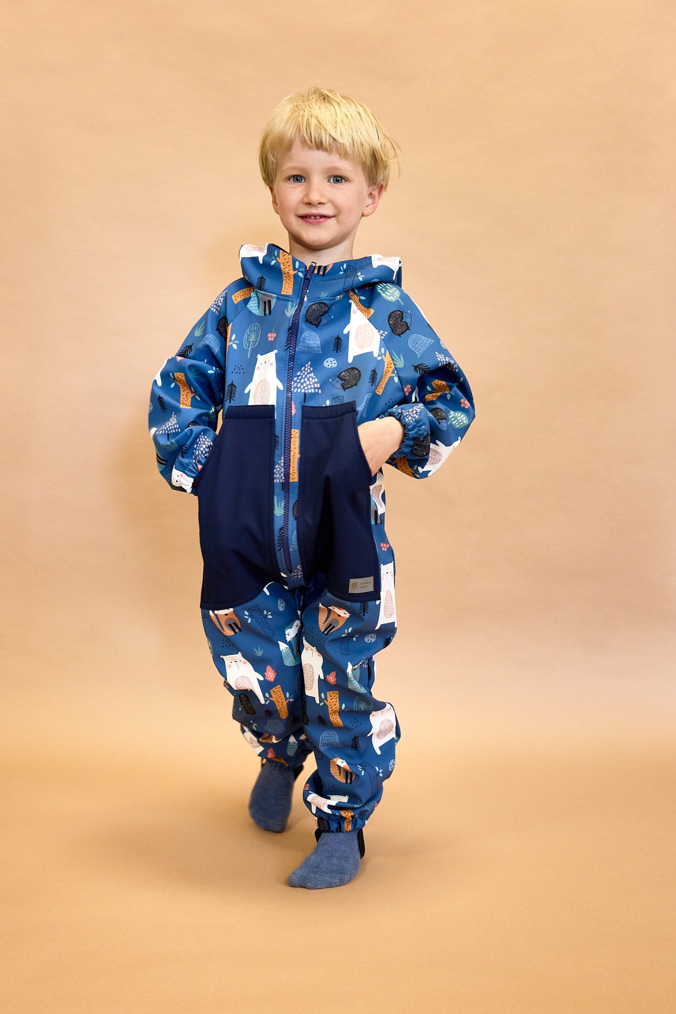 Monkey Mum® Softshellová kombinéza s membránou – Tajuplný výlet - vel. 98/104, 110/116