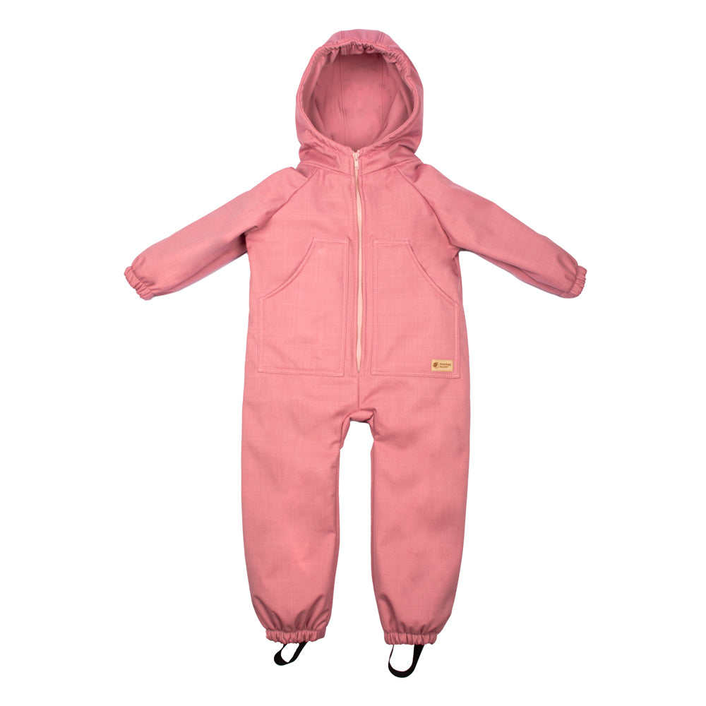 Monkey Mum® Dětská zimní softshellová kombinéza s beránkem - Růžová ovečka - vel. 98/104, 110/116
