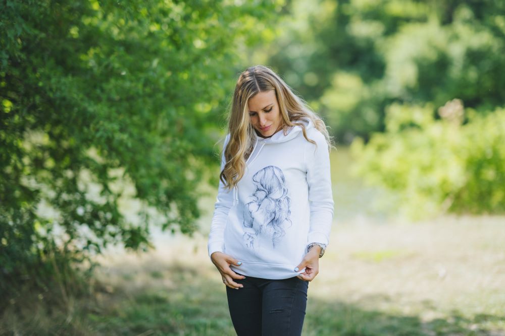 Kojicí mikina Monkey Mum® bílá - milující maminka, 2. jakost - vel. L