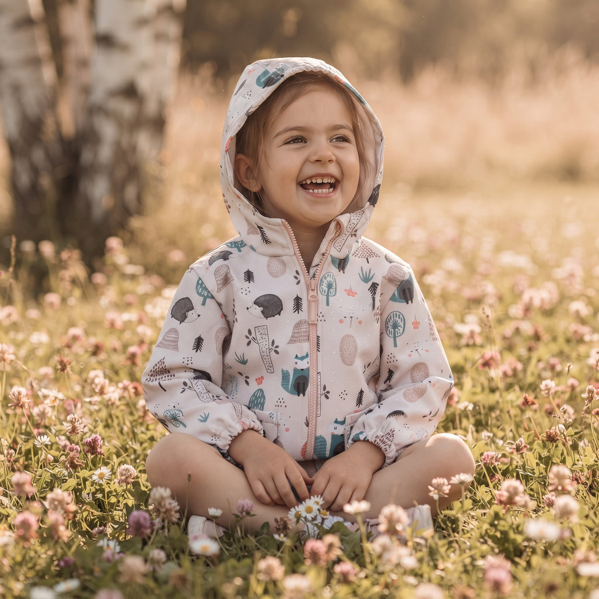Dětská softshellová bunda s membránou Monkey Mum® - Denní zvířátka