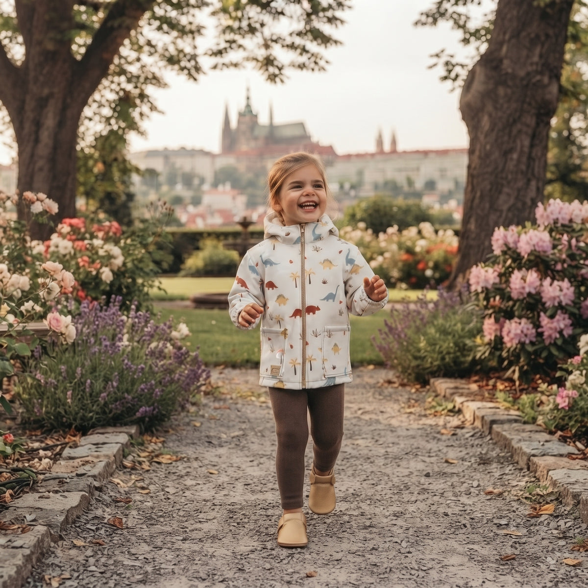 Dětská softshellová bunda s membránou Monkey Mum® - Dinosauří příběh