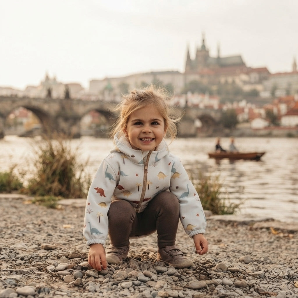 Dětská softshellová bunda s membránou Monkey Mum® - Dinosauří příběh