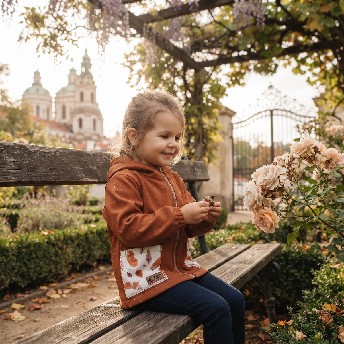 Dětská softshellová bunda s membránou Monkey Mum® - Podzimní listí