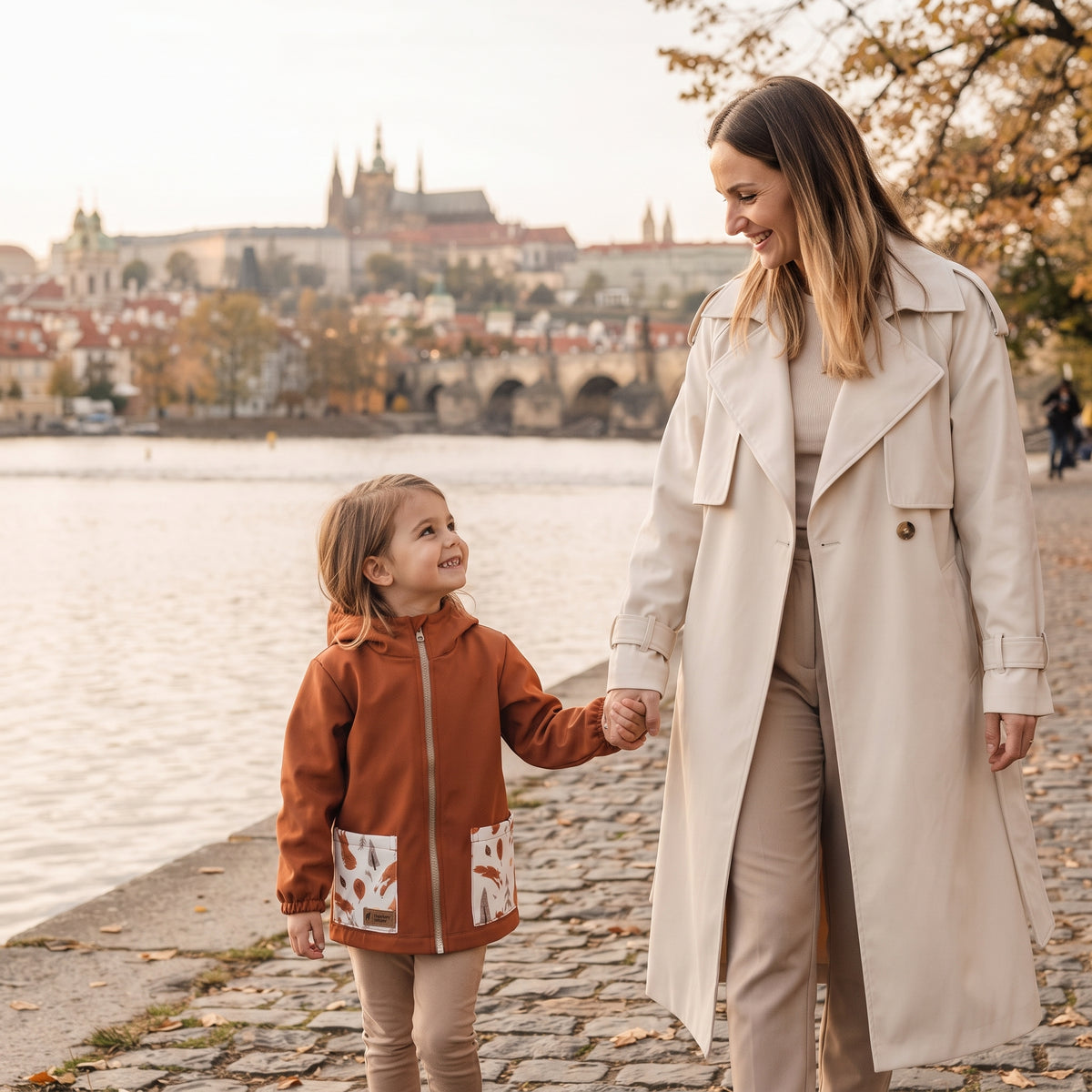 Dětská softshellová bunda s membránou Monkey Mum® - Podzimní listí