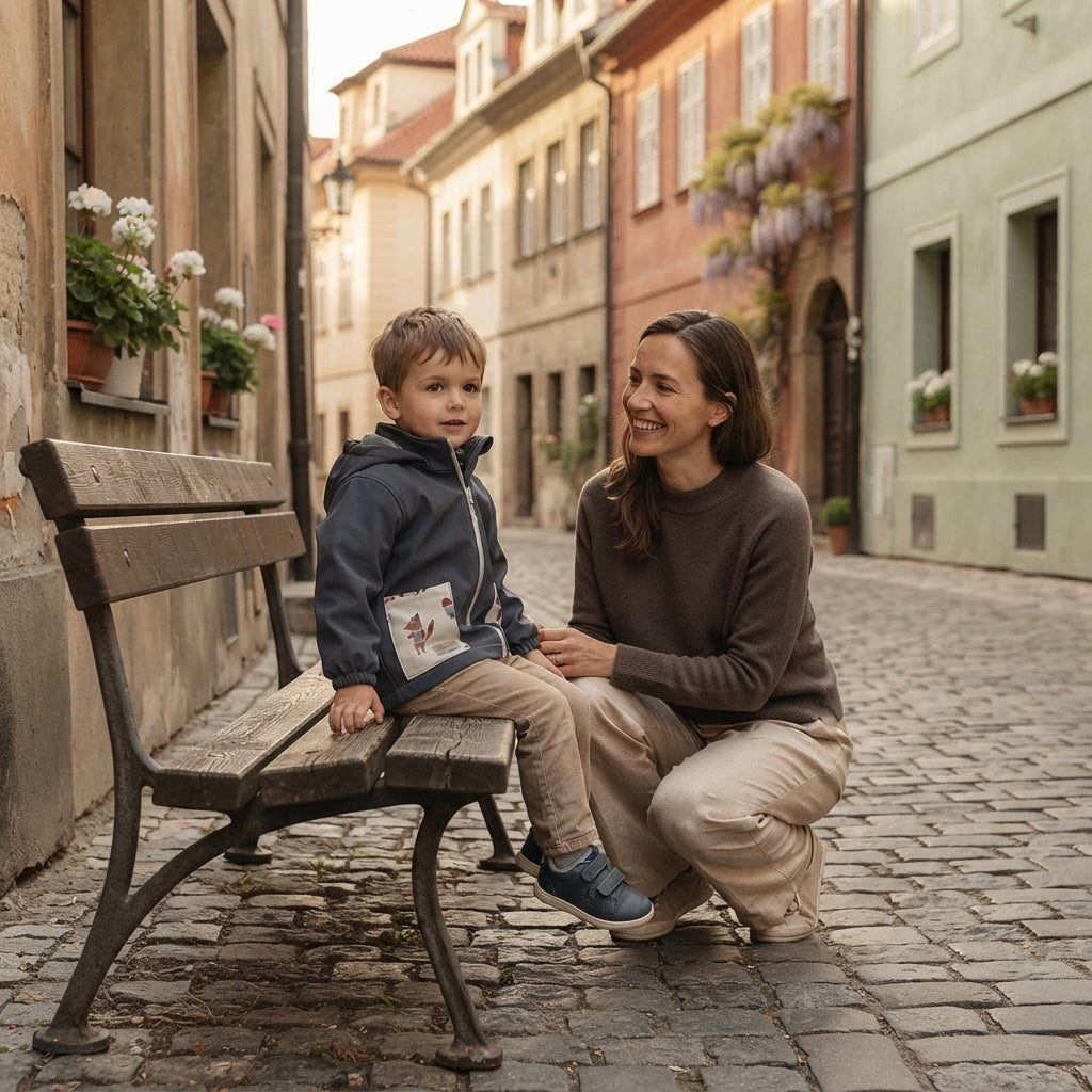 Dětská softshellová bunda s membránou Monkey Mum® - Tajuplný výlet s liškou