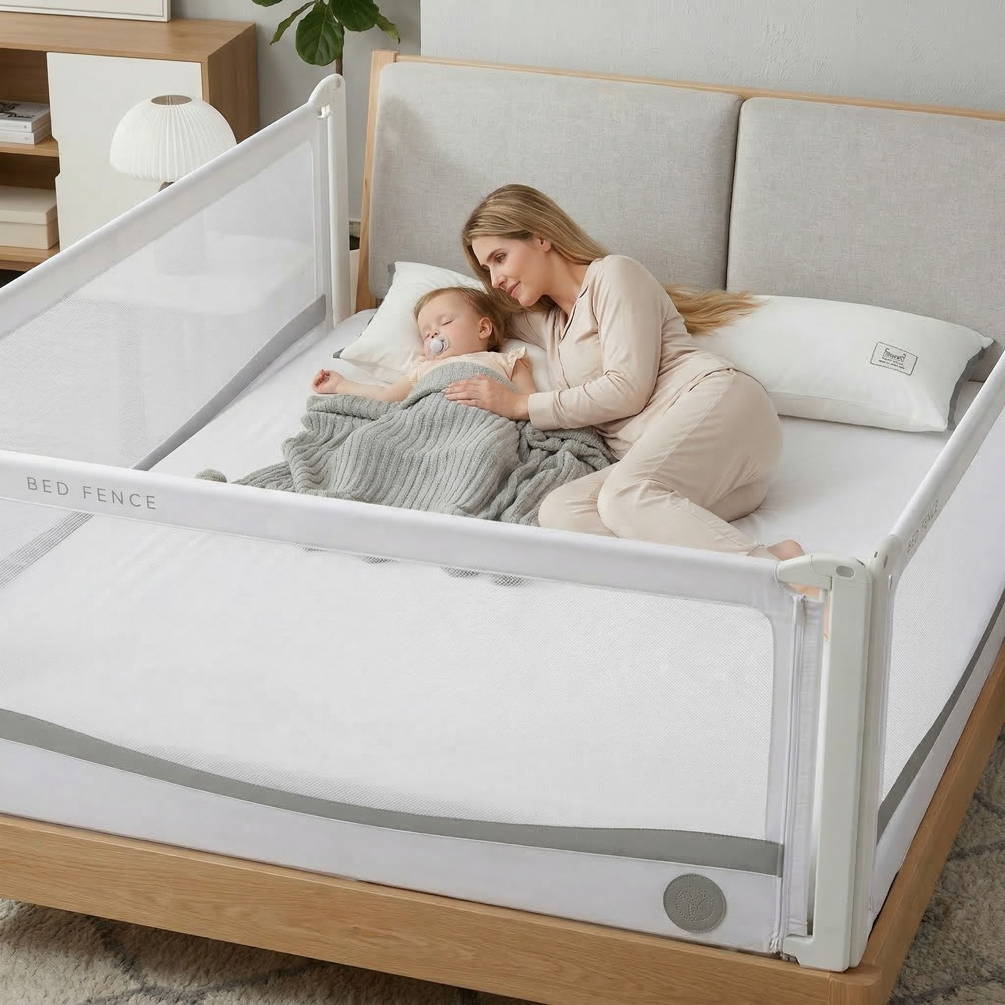 Zábrana na postel Monkey Mum® Premium - světle šedá