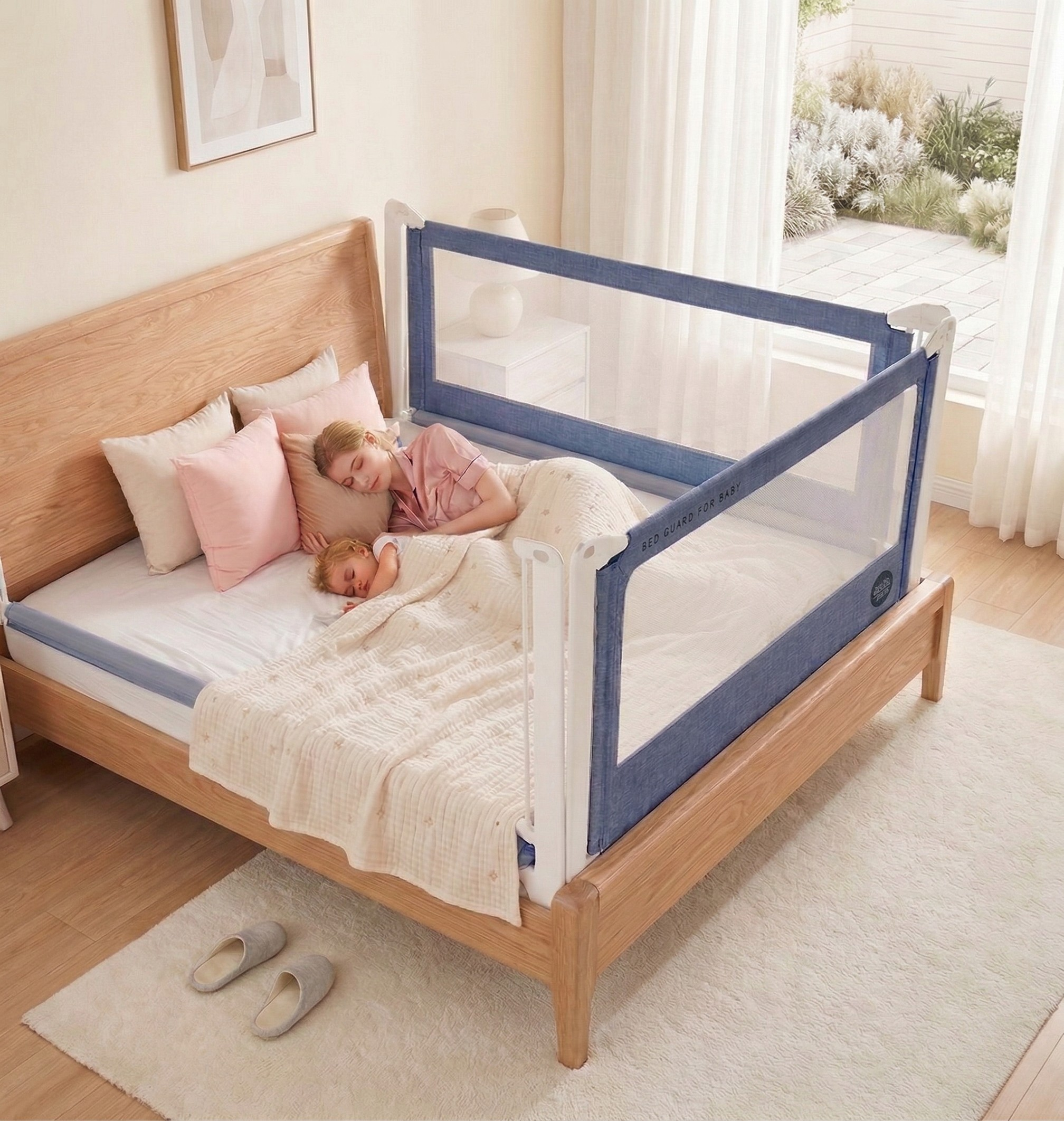 Zábrana na postel Monkey Mum® Popular - tmavě modrá - design - doprodej - rozbalená