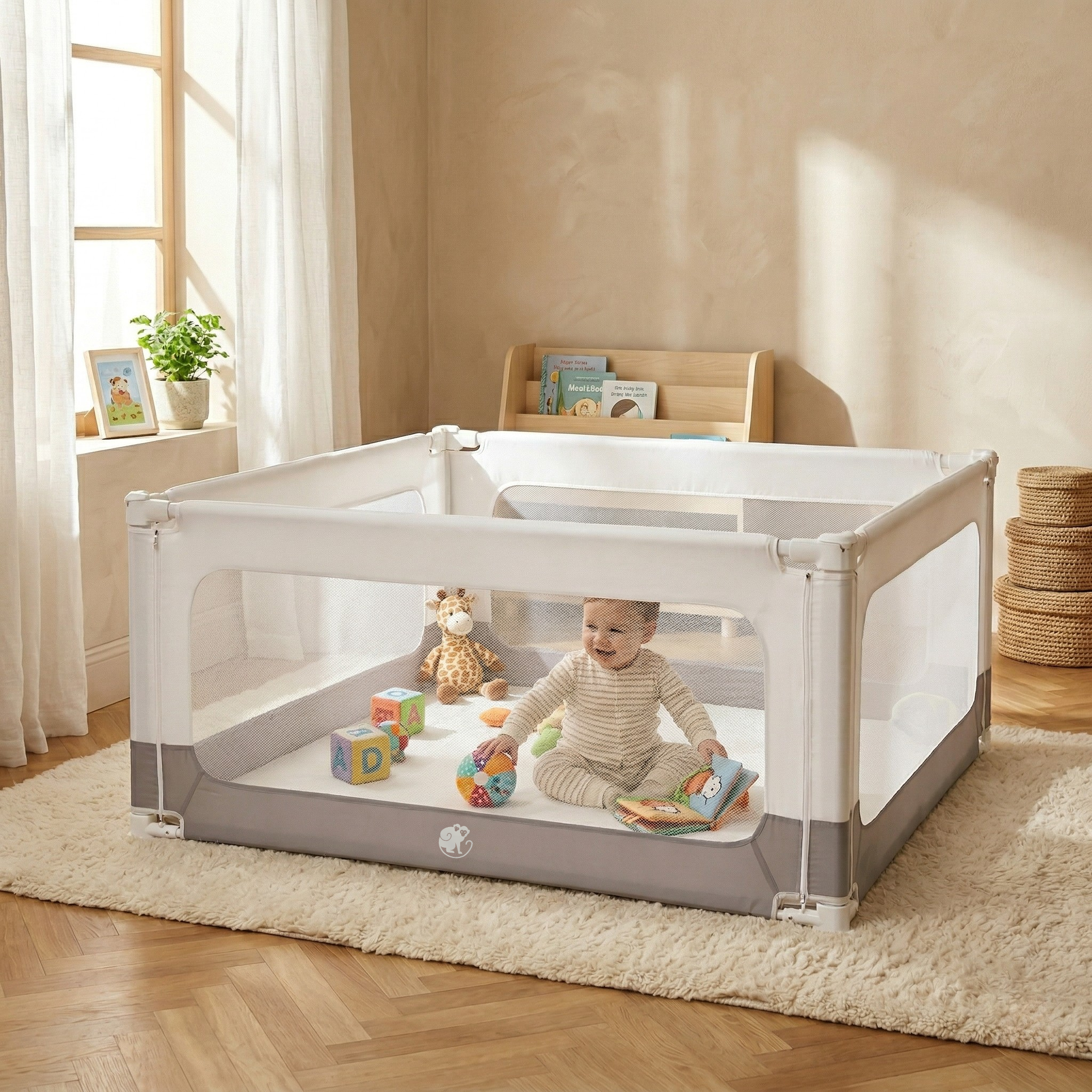 Zábrana na postel a ohrádka Monkey Mum® 2v1 Smart - rozbalená